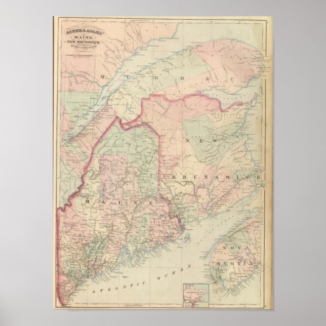 Póster Maine, Nueva Brunswick (Frente)