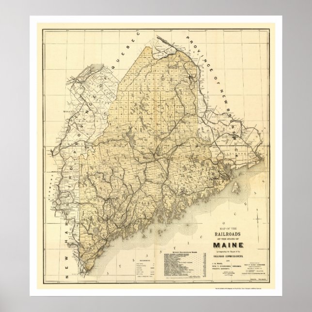 Póster Maine Railroad Map 1899 (Frente)