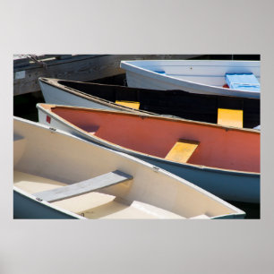 Póster Maine, Rockland. Barcos coloridos en Rockland