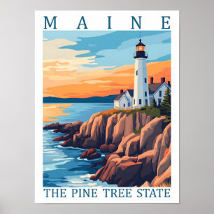 Póster Maine Tree State USA Travel Place