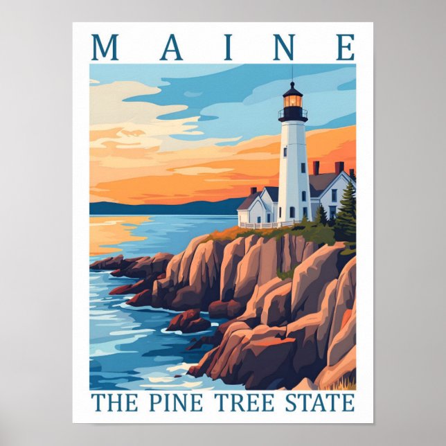Póster Maine Tree State USA Travel Place (Frente)
