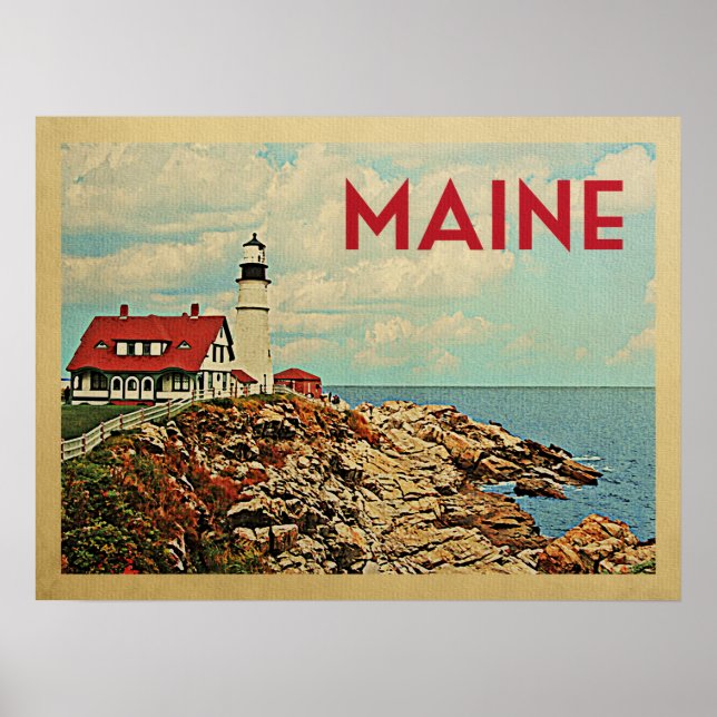 Póster Maine Vintage Travel (Frente)