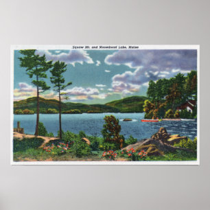 Póster MaineView de la montaña de la india y del lago