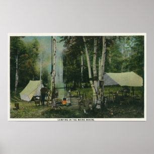 Póster MaineView de un camping en las maderas de Maine