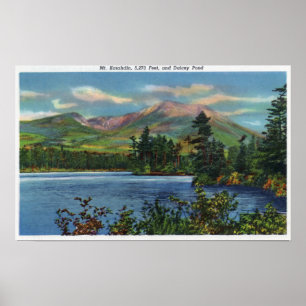 Póster MaineView del Monte Katahdin y el estanque Daicey