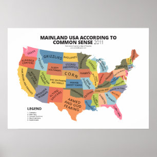 Póster Mainland USA According to Common Sense