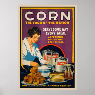 Póster Maíz - Afiche De La Comida De La Nación Vintage