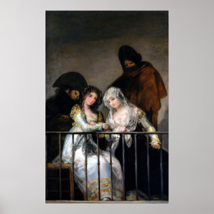 Póster Majas de Francisco Goya en un balcón