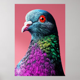 Póster Majestad de la Paloma Realista Retrato de Ave Vívi