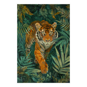Póster Majestad de la Selva: Tigre en el paraíso tropical