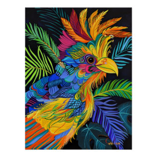 Póster Majestad de neón en sombras tropicales