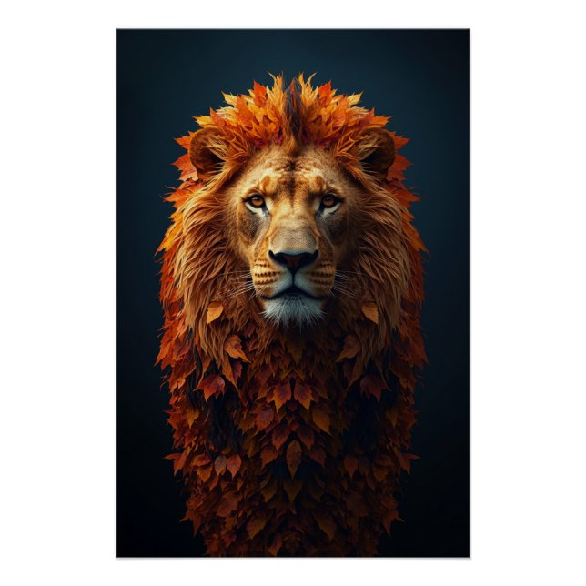 Póster Majestad de Otoño – León Regio con Melena de Otoño (Anverso)