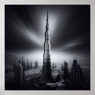 Póster Majestad del Skyline de Dubai - Burj Khalifa en Mo