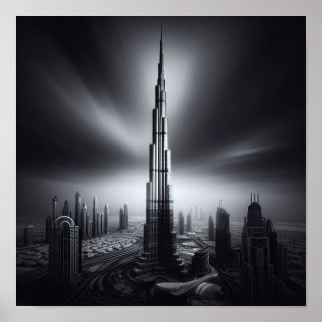 Póster Majestad del Skyline de Dubai - Burj Khalifa en Mo (Frente)