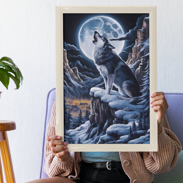 Póster Majestad iluminada por la luna: Wolf Atop Mountain (Subido por el creador)