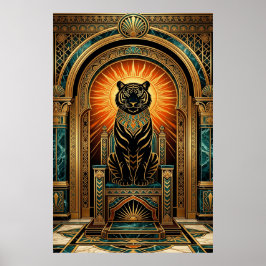 Póster Majestic Art Deco Tiger Gold Foil Style