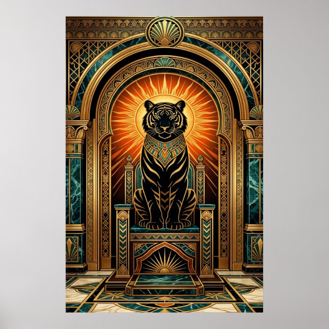 Póster Majestic Art Deco Tiger Gold Foil Style (Frente)
