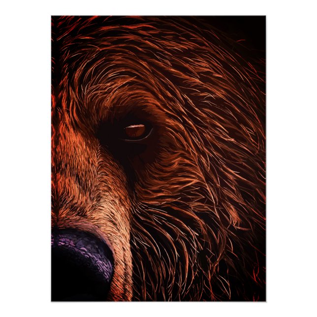 Póster Majestic Bear Portrait Art – Close-Up Wild Animal (Anverso)