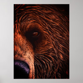 Póster Majestic Bear Portrait Art – Close-Up Wild Animal