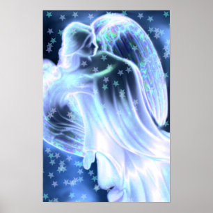 Póster Majestic Blue Angel con estrellas