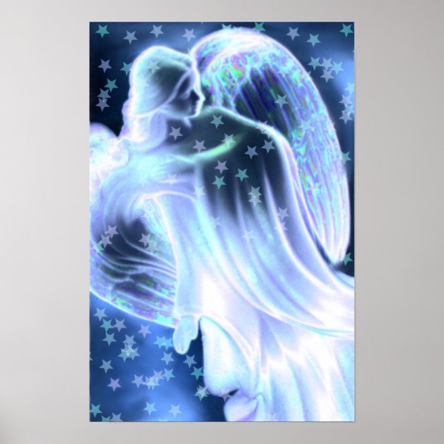 Póster Majestic Blue Angel con estrellas (Frente)