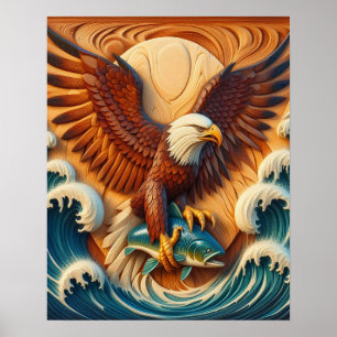 Póster Majestic Eagle Clutching a Fish 16x20