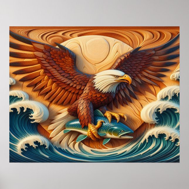 Póster Majestic Eagle Clutching a Fish 20x16 (Frente)
