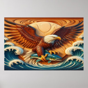 Póster Majestic Eagle Clutching a Fish 36x24