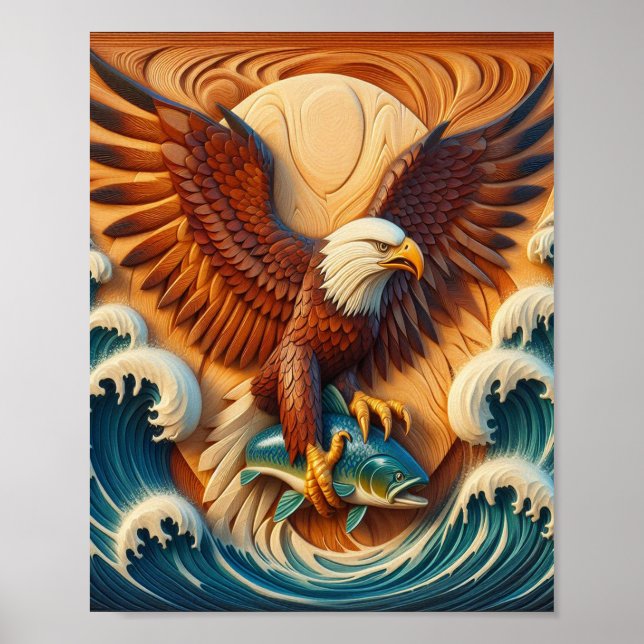 Póster Majestic Eagle Clutching a Fish 8x10 (Frente)