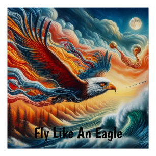 Póster Majestic Eagle Fly Como Un Águila Fantasía Arte