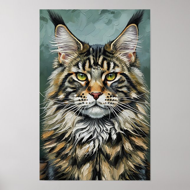 Póster Majestic Expressionist Maine Coon Cat (Frente)