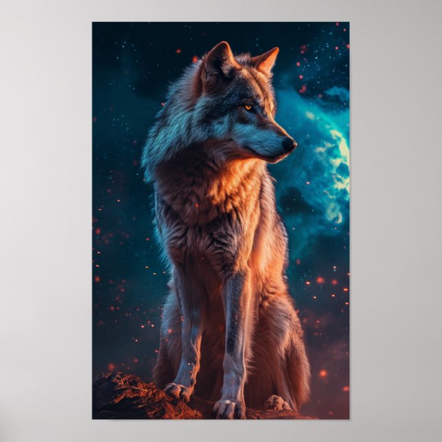 Póster Majestic Gray Wolf Wildlife Poster (Frente)