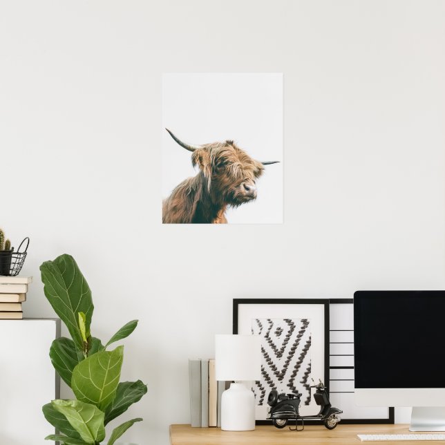 Póster Majestic Highland cow portrait (Oficina en casa)