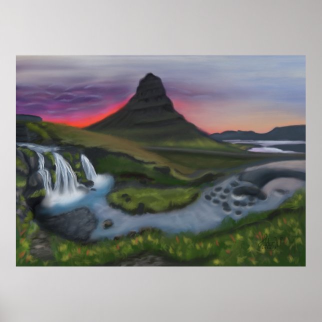 Póster Majestic Kirkjufall: Panorama paisajístico islandé (Frente)