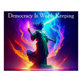 Póster Majestic Lady Liberty Democracy Is Worth Keeping