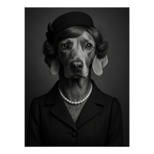 Póster Majestic Lady Weimaraner - Black and White
