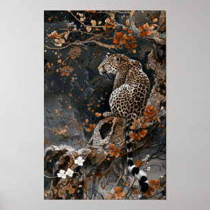 Póster Majestic Leopard Calligraphic Poster
