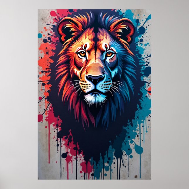 Póster Majestic Lion Graffiti Art Poster (Frente)