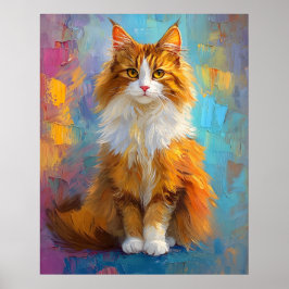 Póster Majestic Maine Coon Cat – Regal Digital Portrait