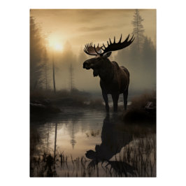 Póster Majestic Moose at Dawn