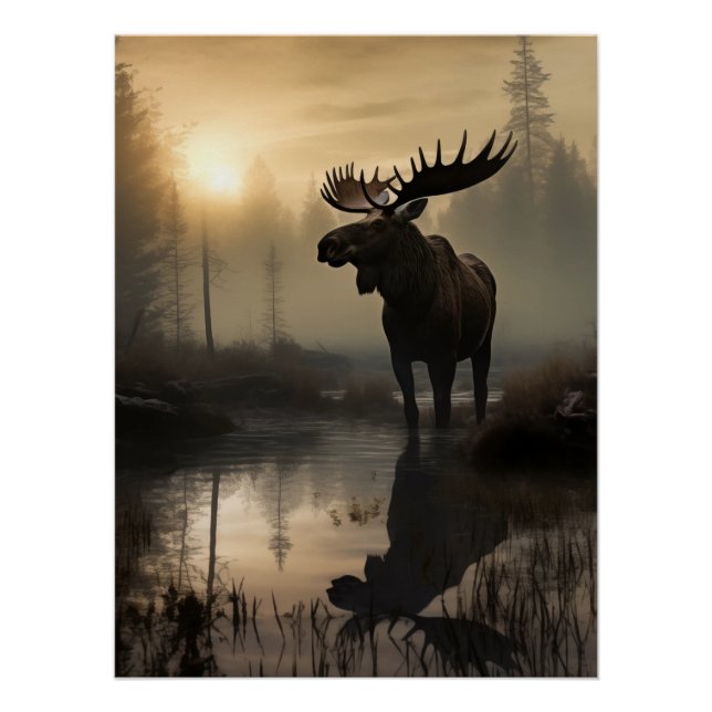 Póster Majestic Moose at Dawn (Anverso)