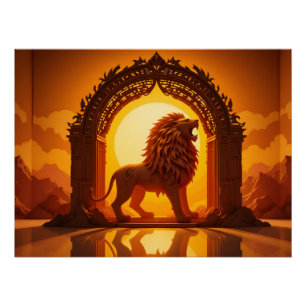 Póster Majestic Papercraft Lion