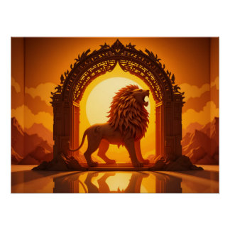 Póster Majestic Papercraft Lion