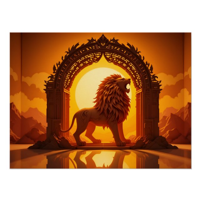 Póster Majestic Papercraft Lion (Anverso)