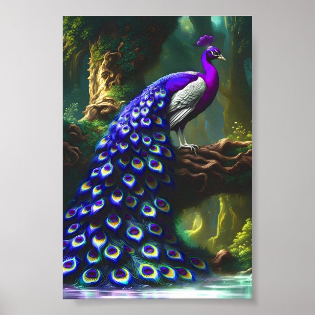 Póster Majestic Peacock Digital Art Impreso Poster (Frente)