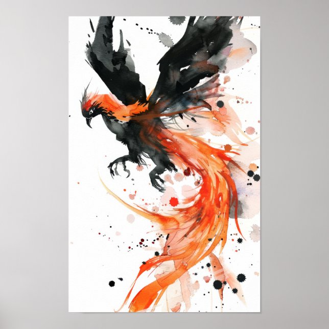 Póster Majestic Phoenix Sketch Style Black Poster (Frente)