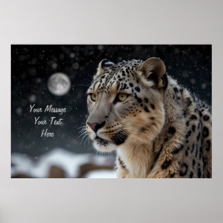 Póster Majestic Snow Leopard Celestial Guardian