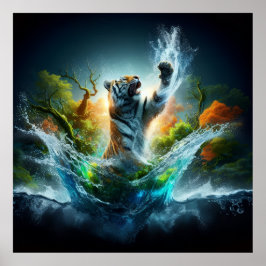 Póster Majestic Tiger Splash Fantasy Wildlife Nature
