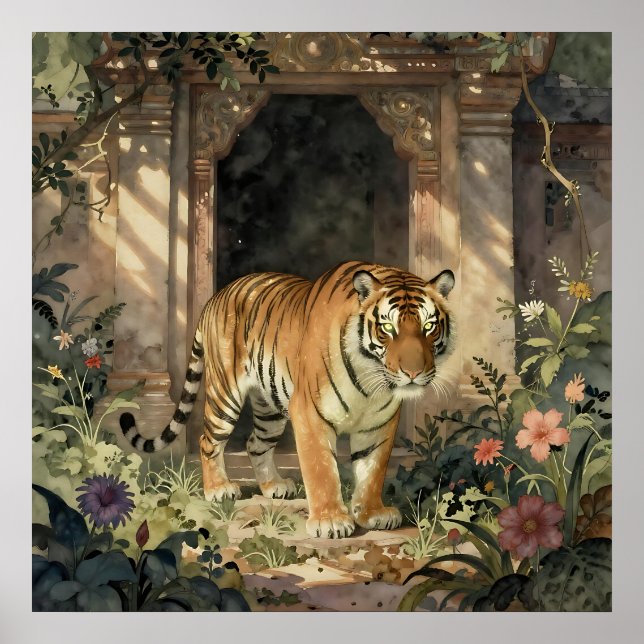 Póster Majestic Tiger Walking through Ancient Dunes (Frente)