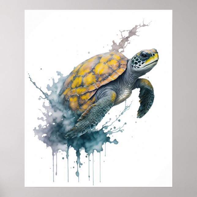 Póster Majestic Wanderer - Tortuga acuarela (Frente)
